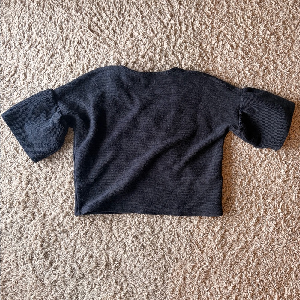 Madewell black puff short sleeve shirt - Picture 4 of 6